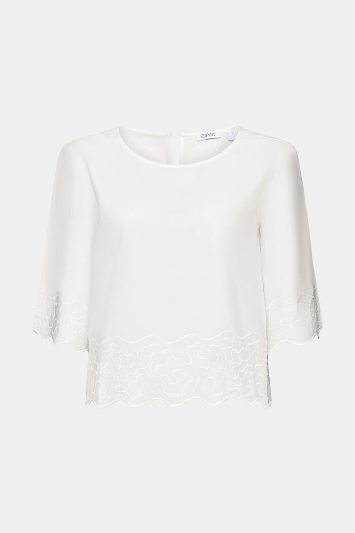Embroidered Bell Sleeve Blouse, OFF WHITE, detail image number 5