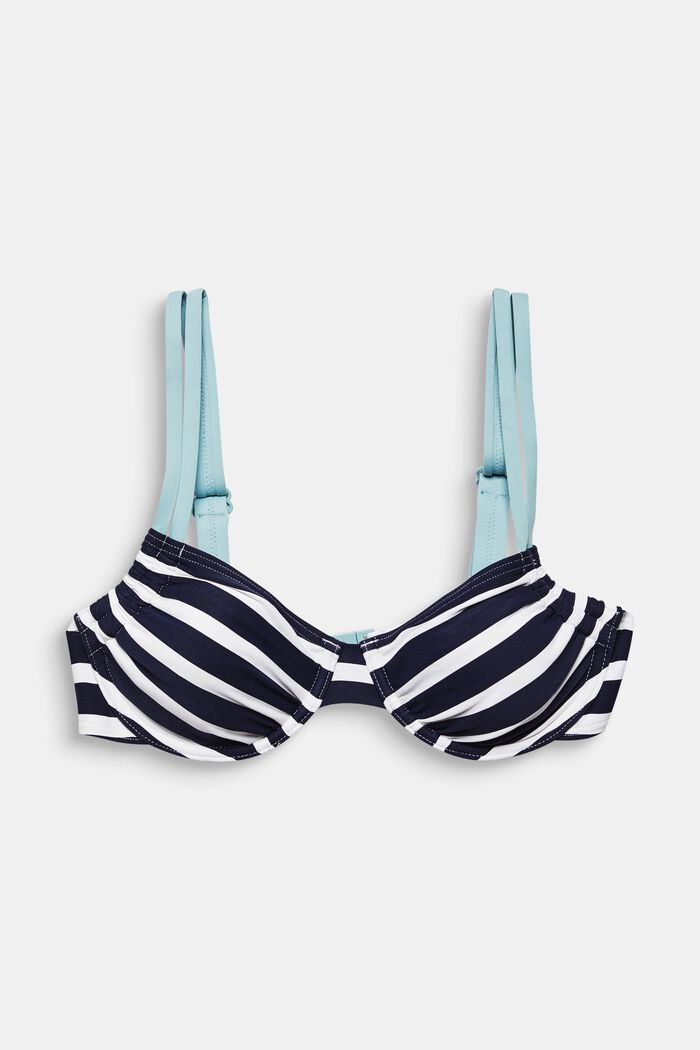 Recycled: underwire top with nautical stripes, NAVY, detail image number 0