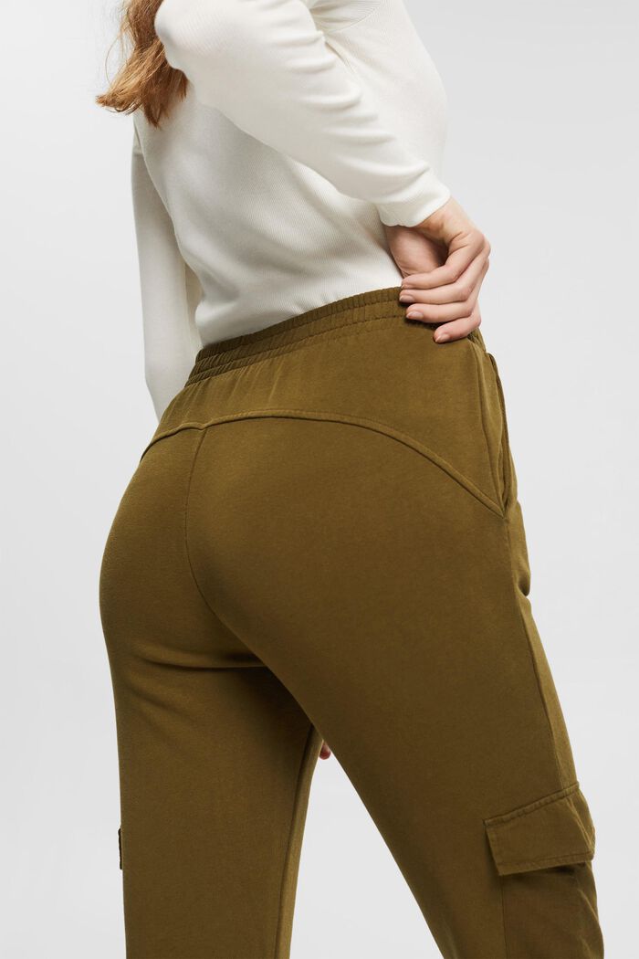 Tracksuit bottoms in a cargo style, organic cotton, KHAKI GREEN, detail image number 5
