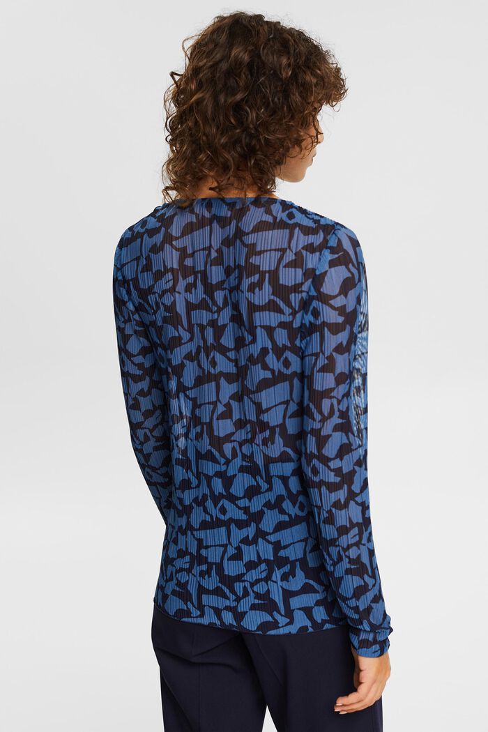 Patterned long sleeve top in mesh fabric, NAVY, detail image number 3