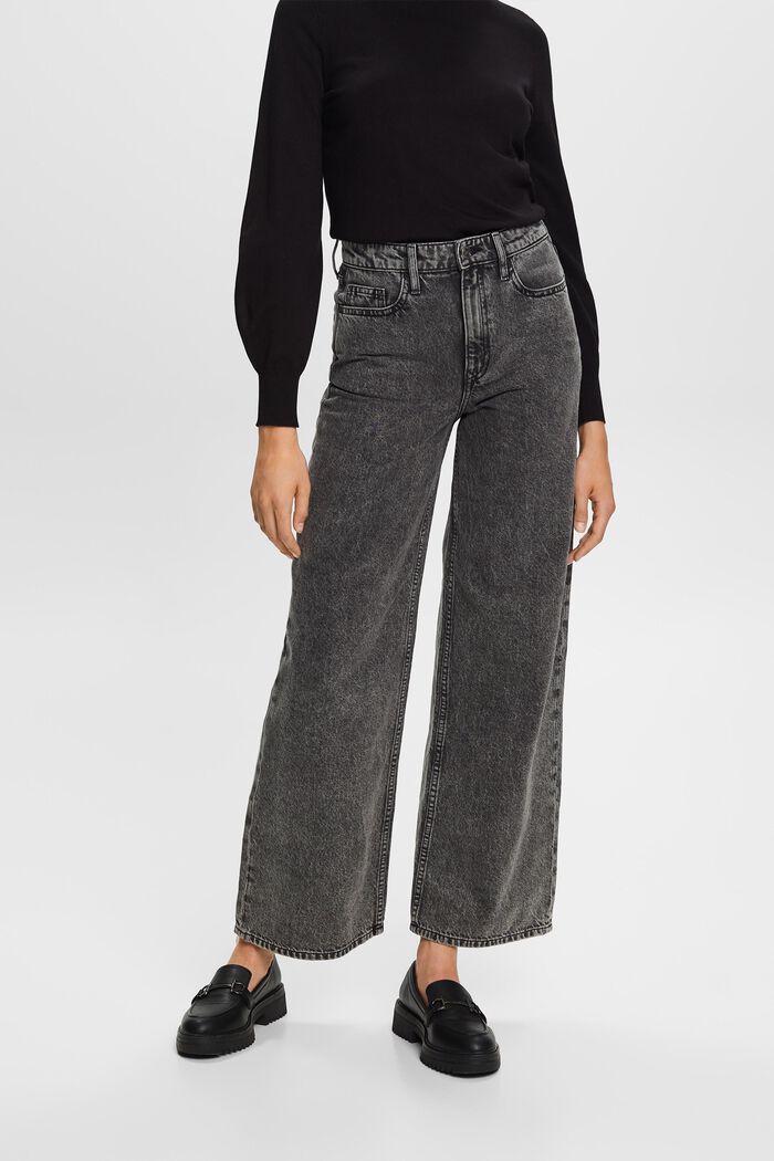 Buy Black High Rise Washed Wide Leg Jeans For Women Online - ONLY