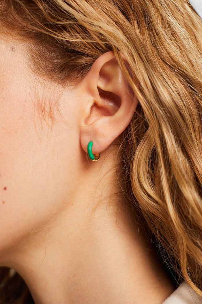 Two-Tone Small Earring, GREEN, detail image number 2