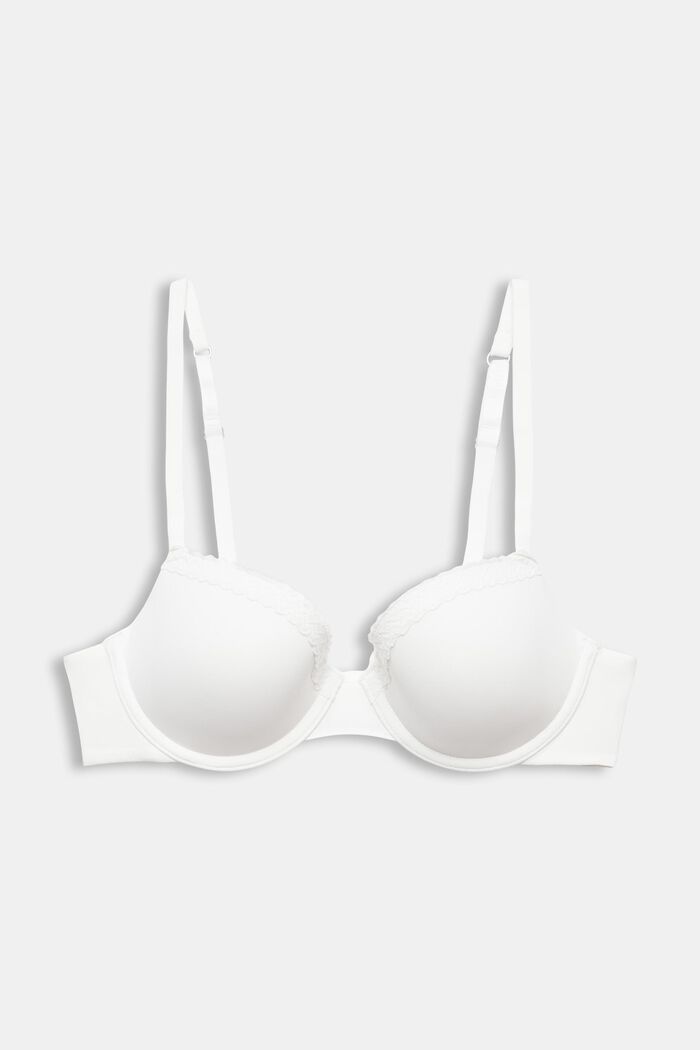 Padded Underwire Lace Band Microfiber Bra, OFF WHITE, detail image number 4