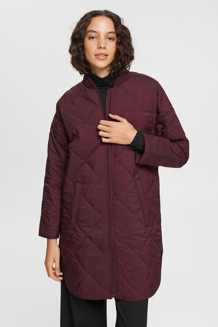 Quilted coat, BORDEAUX RED, overview