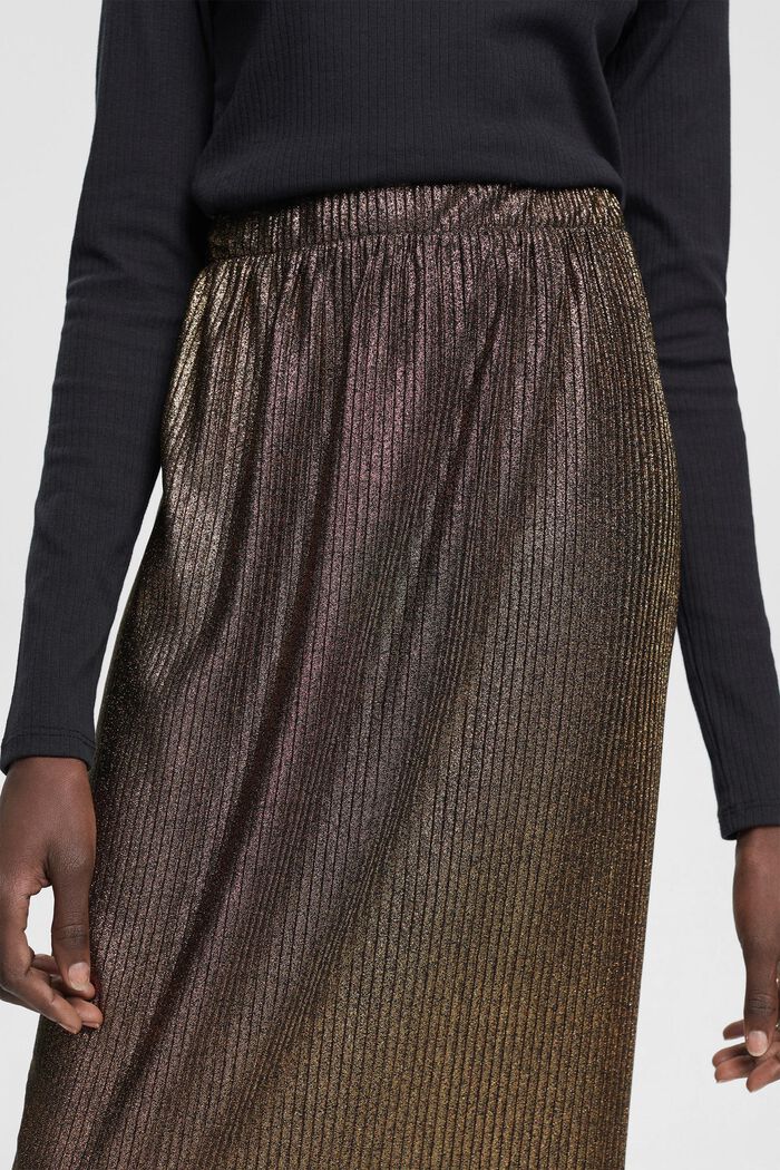Pleated midi skirt with glitter effect, GOLD, detail image number 2