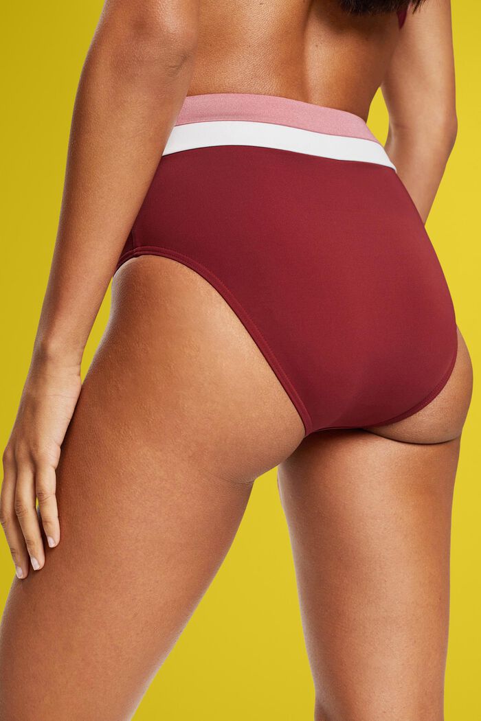Tri-colour high-rise bikini bottoms, DARK RED, detail image number 4