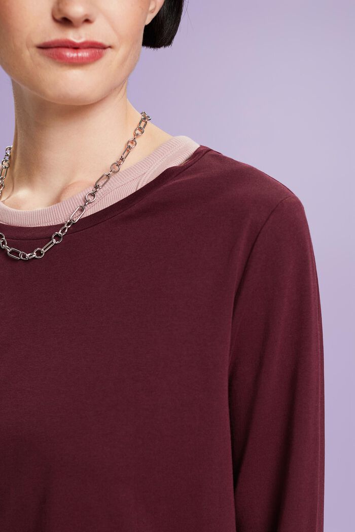 Round Neck Top, BORDEAUX RED, detail image number 1