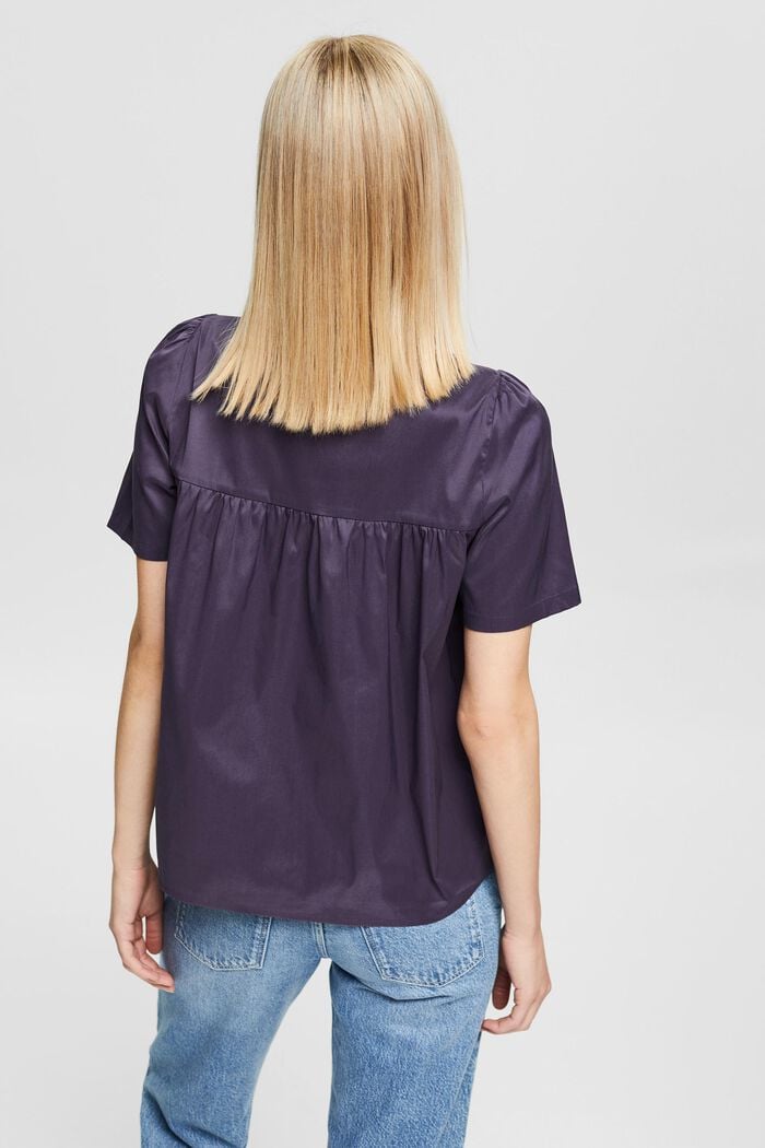 Short sleeve blouse with a square neckline, ANTHRACITE, detail image number 3