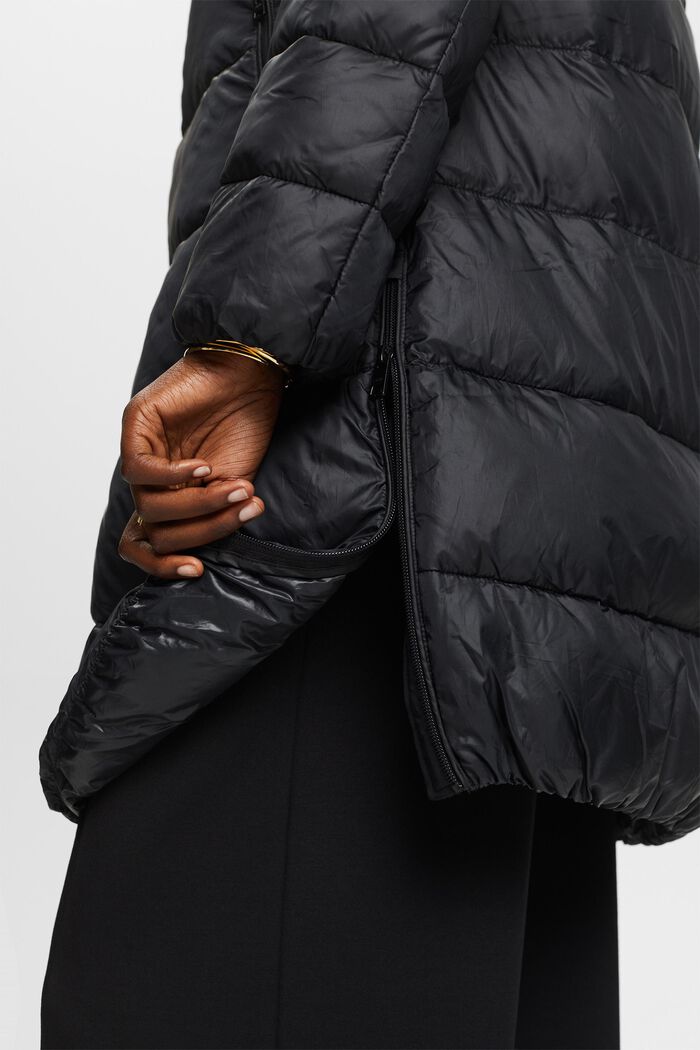 Recycled: puffer coat with a hood, BLACK, detail image number 4
