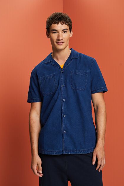Short sleeve jeans shirt, 100% cotton
