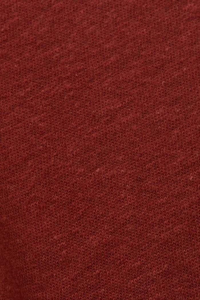 CURVY cotton-linen blended t-shirt, TERRACOTTA, detail image number 4