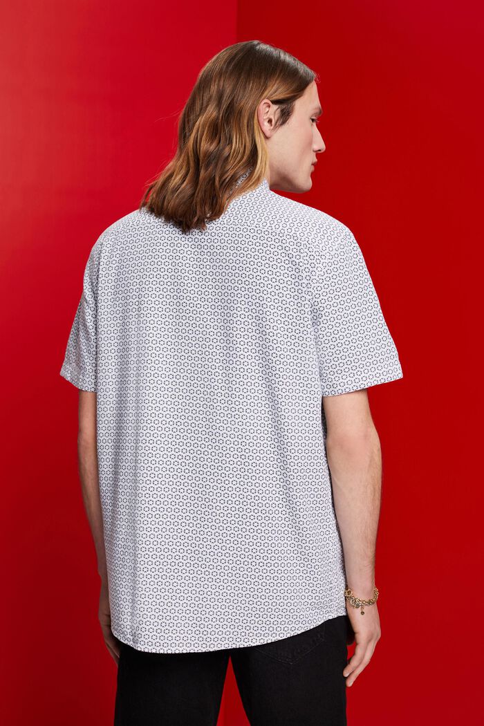Printed linen blend shirt, WHITE, detail image number 3