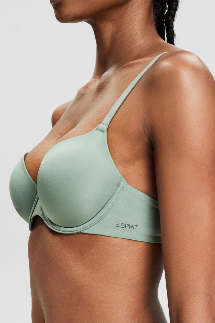 Logo Padded Underwired Bra, DUSTY GREEN, detail image number 1