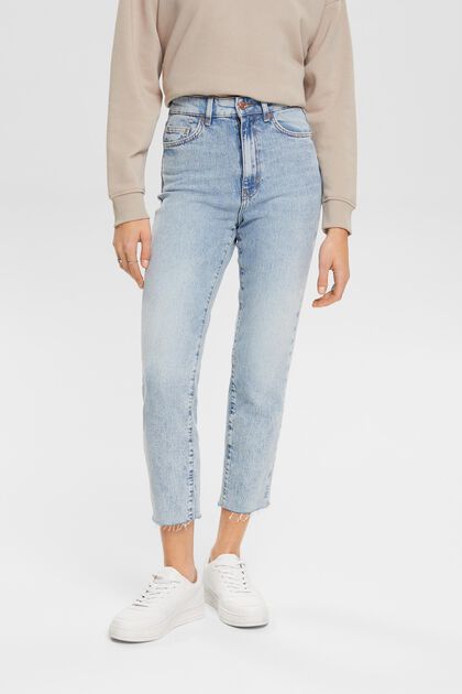 Super high-rise jeans with frayed hem
