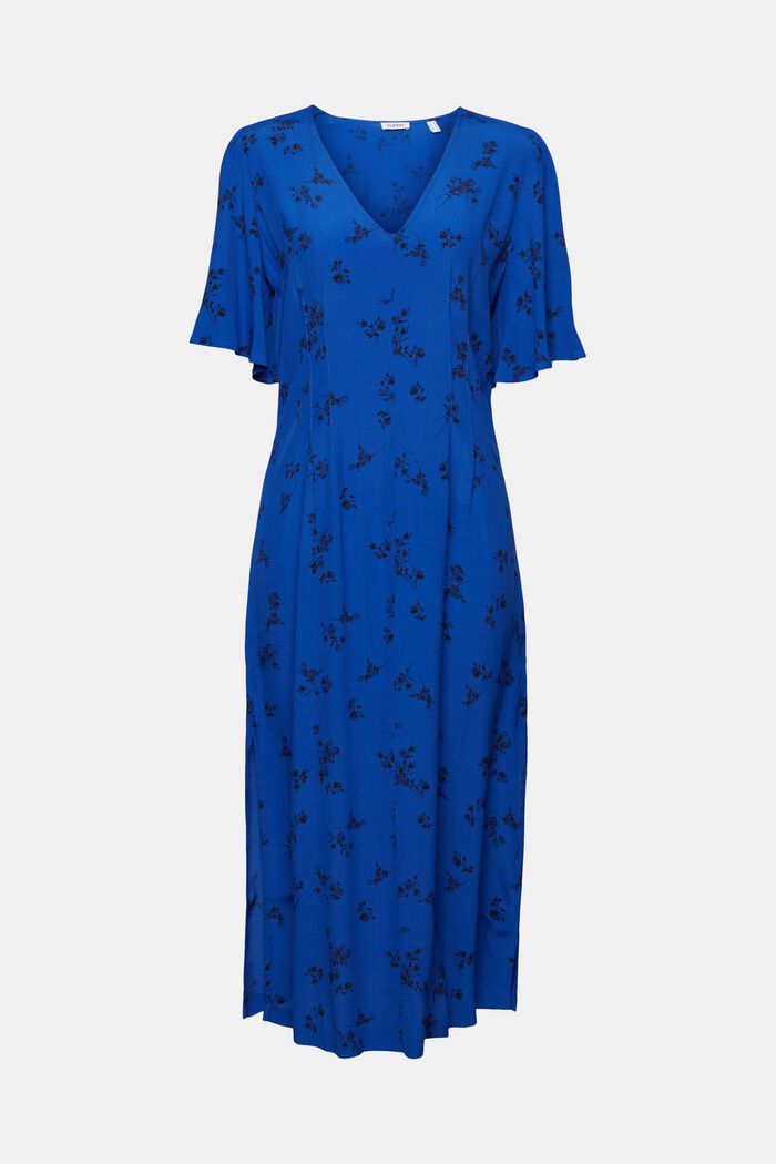 Print V-Neck Midi Dress, BRIGHT BLUE, detail image number 7