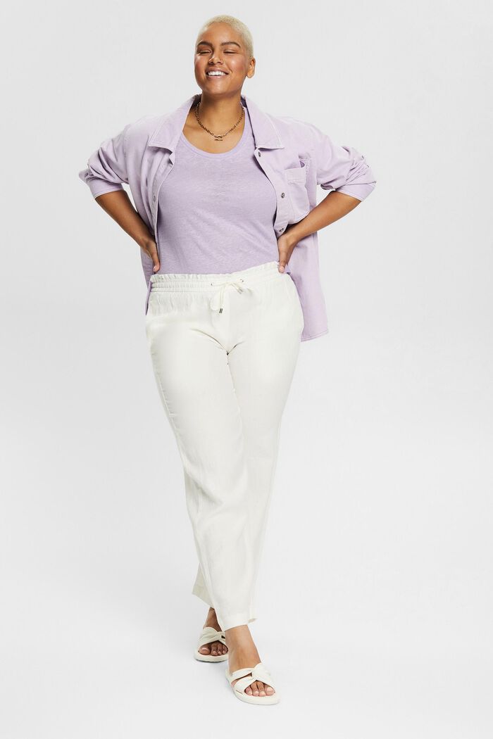CURVY linen trousers with a wide leg, OFF WHITE, detail image number 1