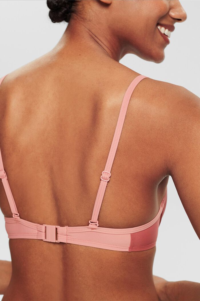 Made of recycled material: knot detail padded underwire top, BLUSH, detail image number 4