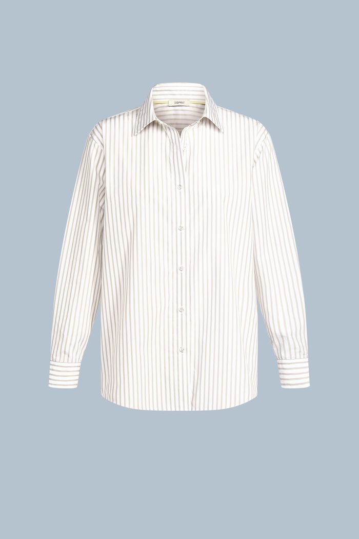 Striped Cotton-Poplin Shirt, BEIGE, detail image number 6