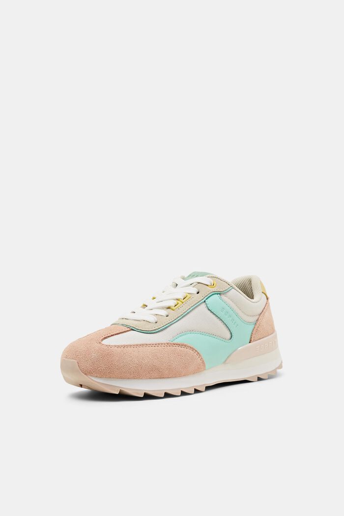 Multi-coloured trainers with real leather, LIGHT AQUA GREEN, detail image number 1
