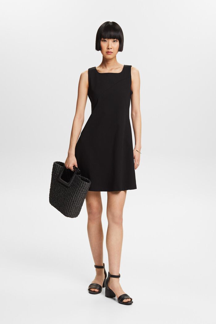 Sleeveless Punto Mini Dress, BLACK, detail image number 1