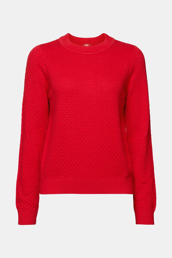 Textured knit jumper, cotton blend, DARK RED, detail image number 6