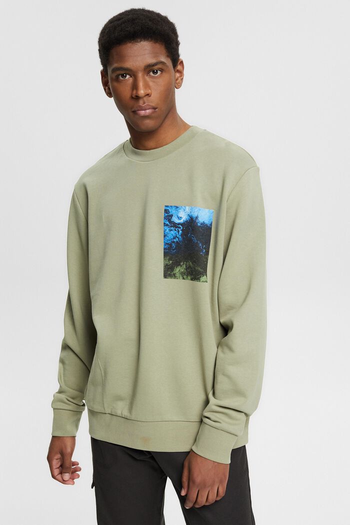 Cotton blend sweatshirt with TENCEL™, LIGHT KHAKI, detail image number 4