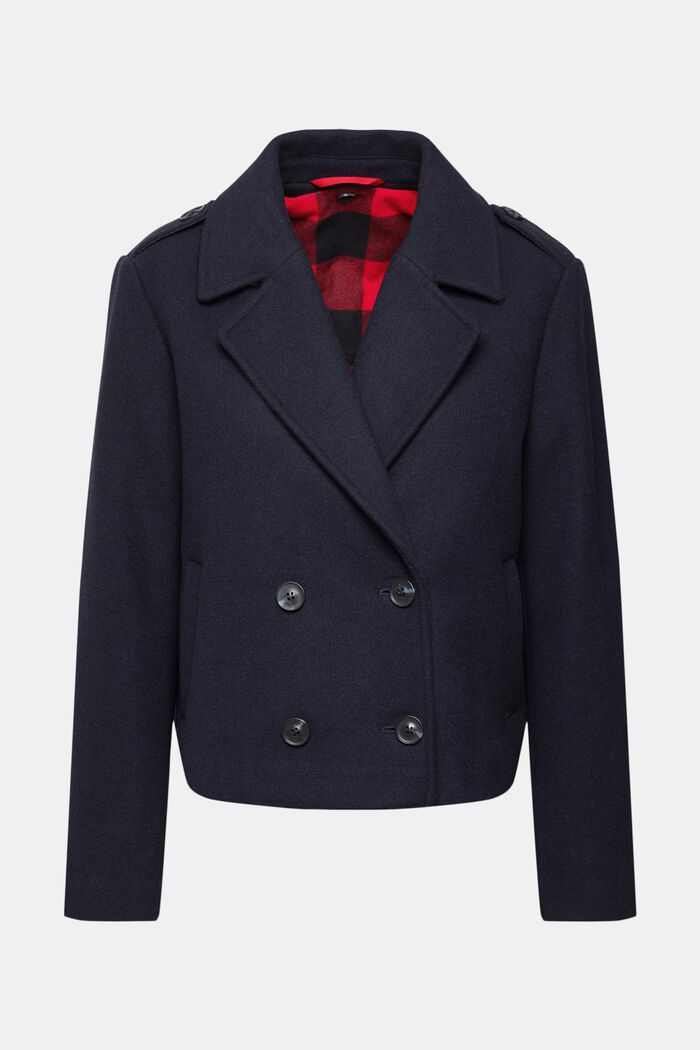 Wool blend jacket, NAVY, overview