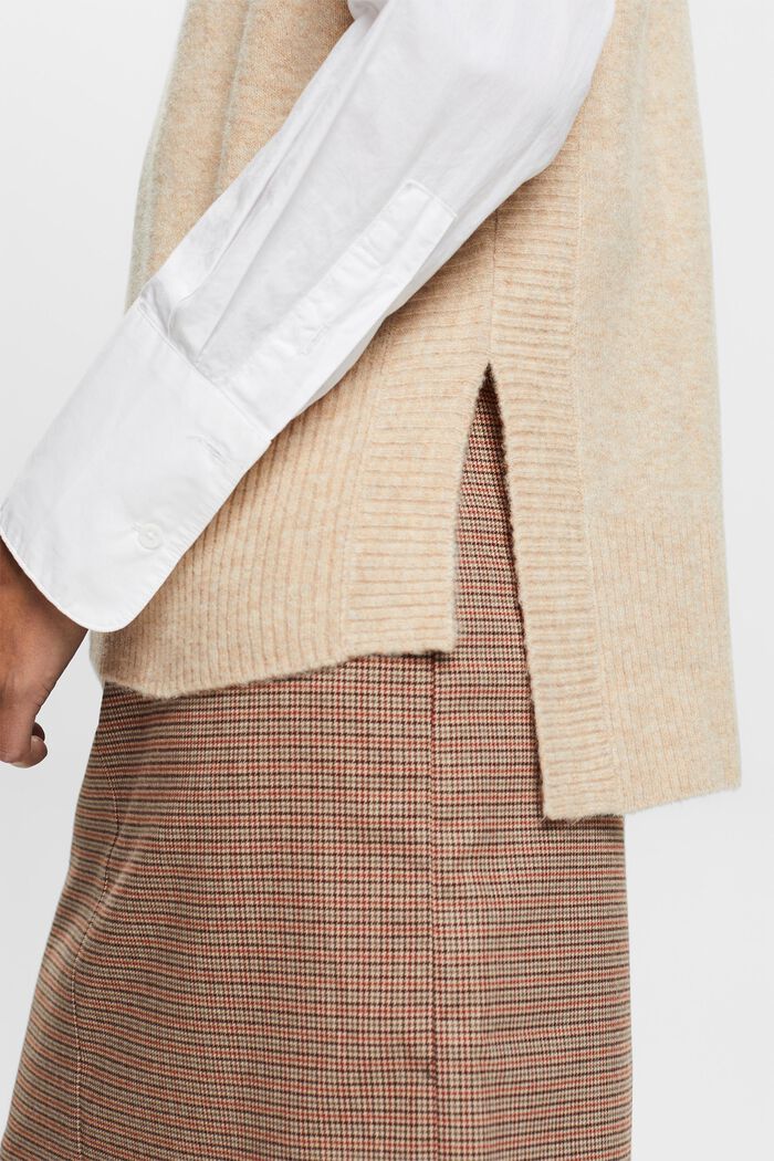 Wool Blend Knit Vest, SAND, detail image number 1