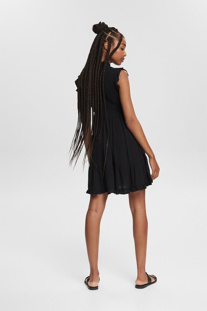 Mini dress with a flounce hem, LENZING™ ECOVERO™, BLACK, detail image number 2
