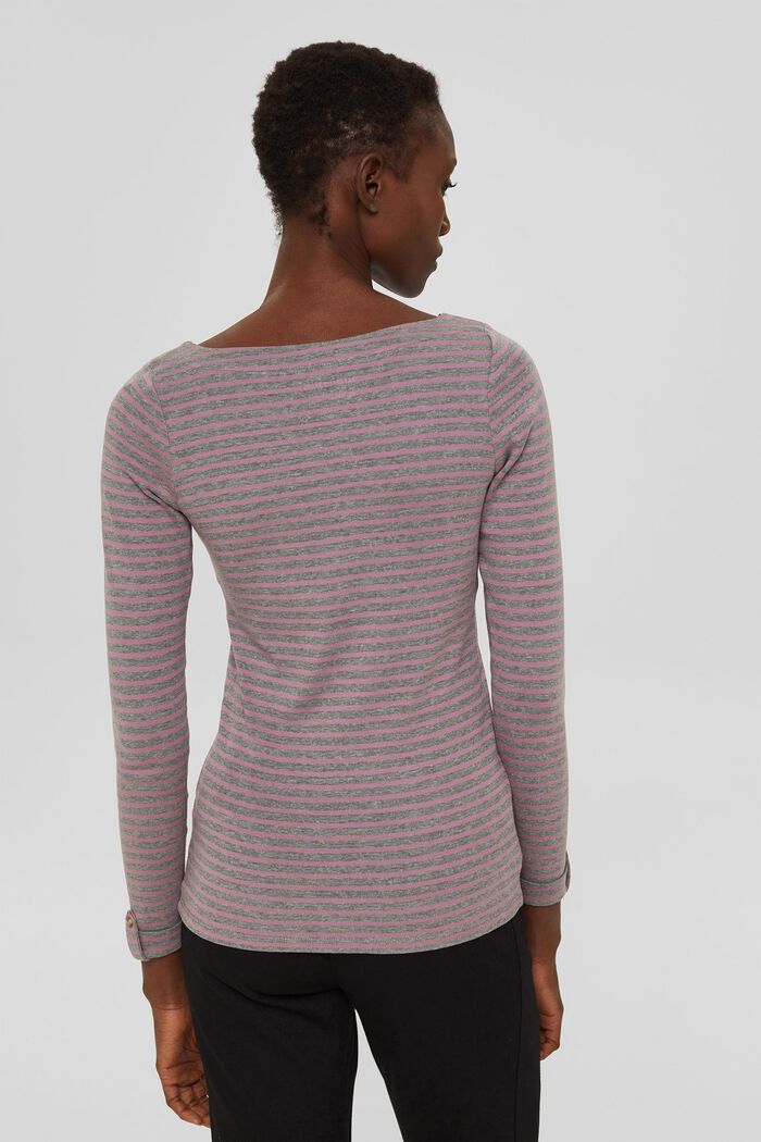 Striped long sleeve top made of organic blended cotton, MAUVE, detail image number 3