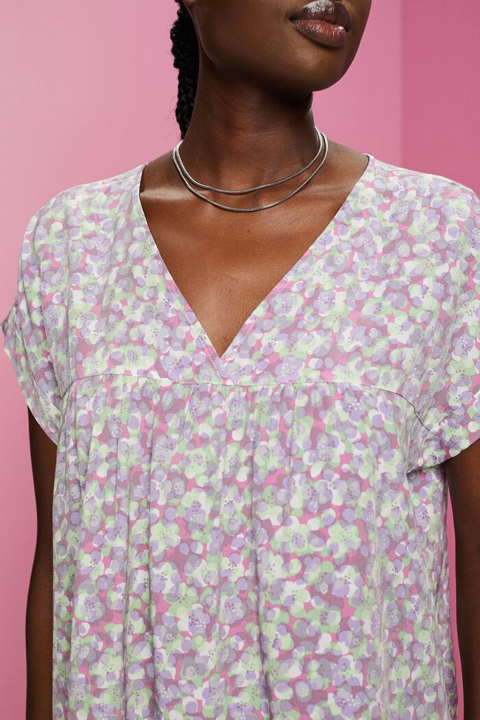 Patterned V-neck blouse, PURPLE, detail image number 2