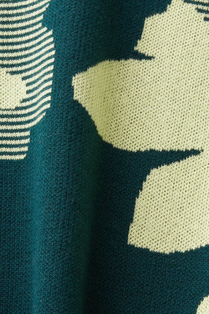 Jacquard Cotton Sweater, DARK TEAL GREEN, detail image number 5