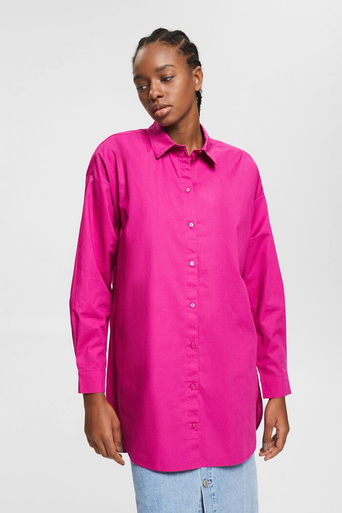 Oversized blouse made of organic cotton, PINK FUCHSIA, detail image number 0