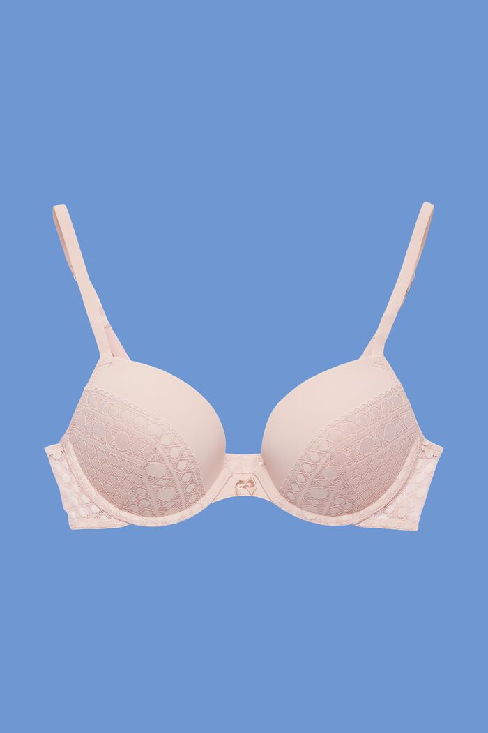 Push-up underwire bra with a lace trim, OLD PINK, detail image number 4
