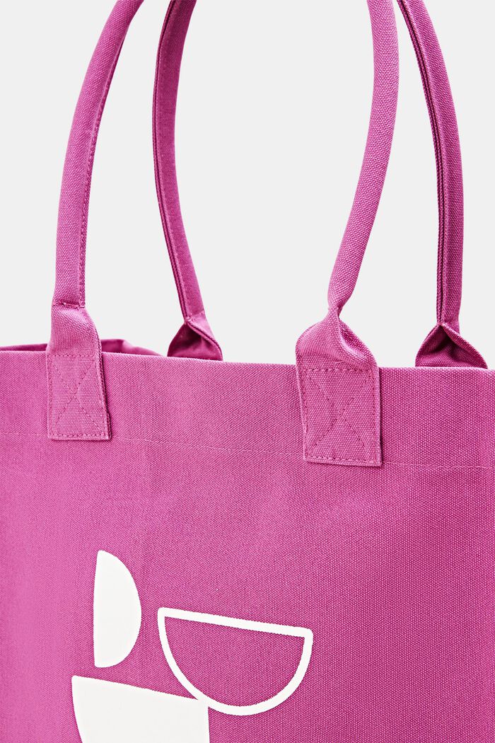 Printed canvas shopper, PINK FUCHSIA, detail image number 3