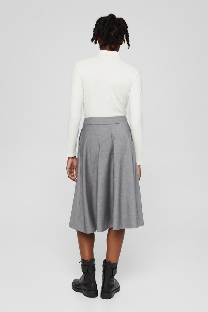 With wool: elegant A-line skirt, MEDIUM GREY, detail image number 3