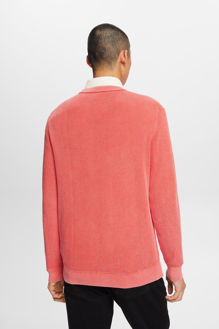 Basic crewneck jumper, 100% cotton, CORAL RED, detail image number 3