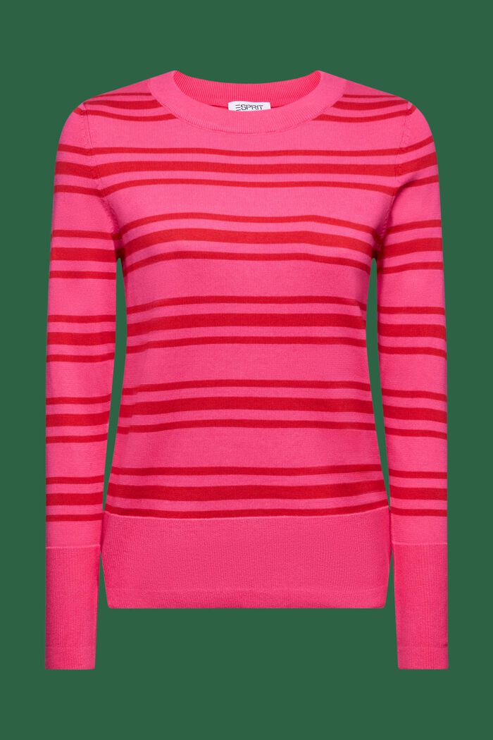 Striped Crewneck Sweatshirt, PINK FUCHSIA, detail image number 6