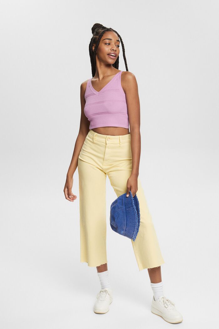 Cropped top in a textured knit, LILAC, detail image number 1