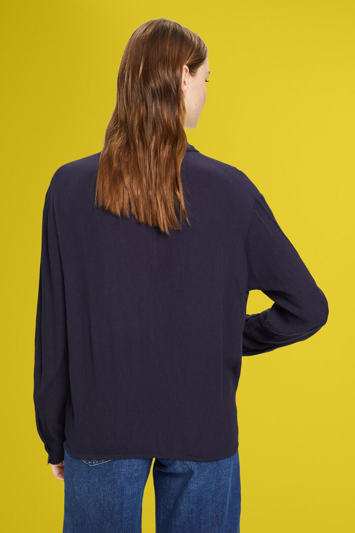 Crinkled blouse with knot detail, NAVY, detail image number 3