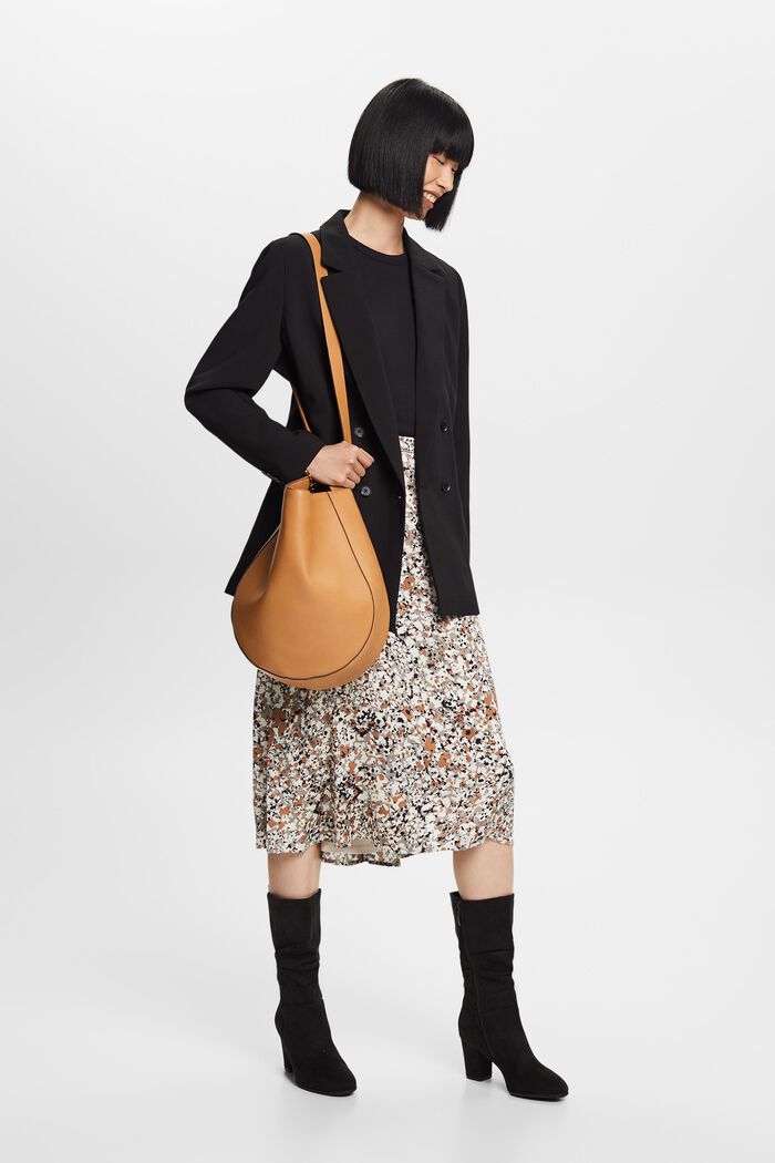 Patterned Satin Midi Skirt, LENZING™ ECOVERO™, BROWN, detail image number 1