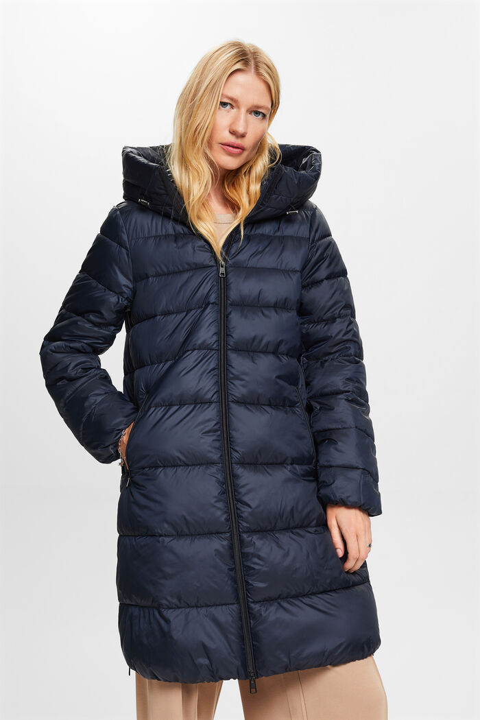 Recycled: puffer coat with a hood, NAVY, detail image number 0