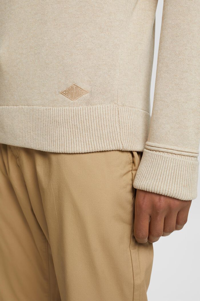 Cotton V-Neck Sweater, SAND, detail image number 2