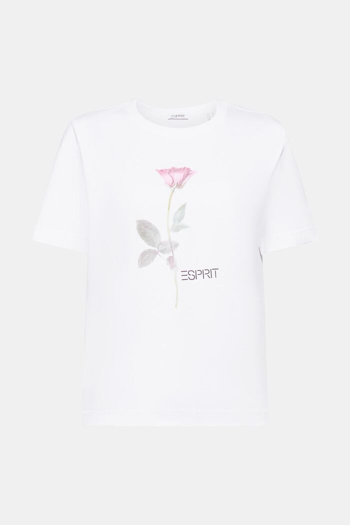 Graphic Print Cotton T-Shirt, WHITE, detail image number 6
