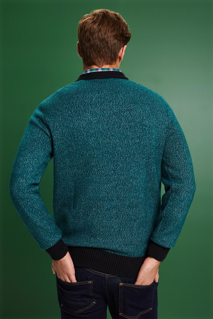 Wool Blend Crewneck Sweater, EMERALD GREEN, detail image number 2