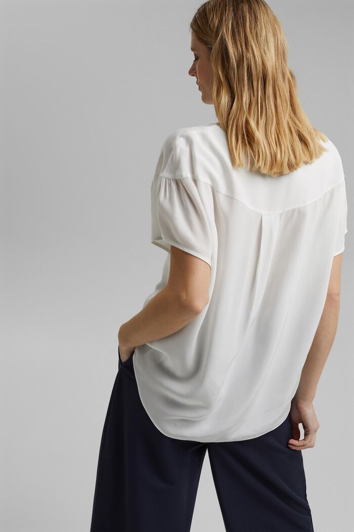 Short sleeve blouse with LENZING™ ECOVERO™, OFF WHITE, detail image number 3