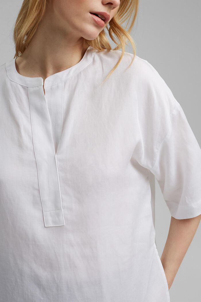Oversized blouse made of a lyocell/linen blend, WHITE, detail image number 5