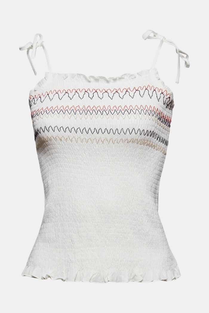 Smocked top made of LENZING™ ECOVERO™, OFF WHITE, overview