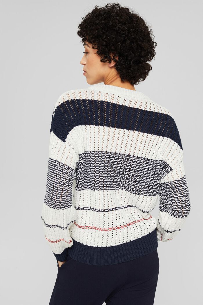 Patterned knit jumper made of organic cotton, NAVY BLUE, detail image number 3