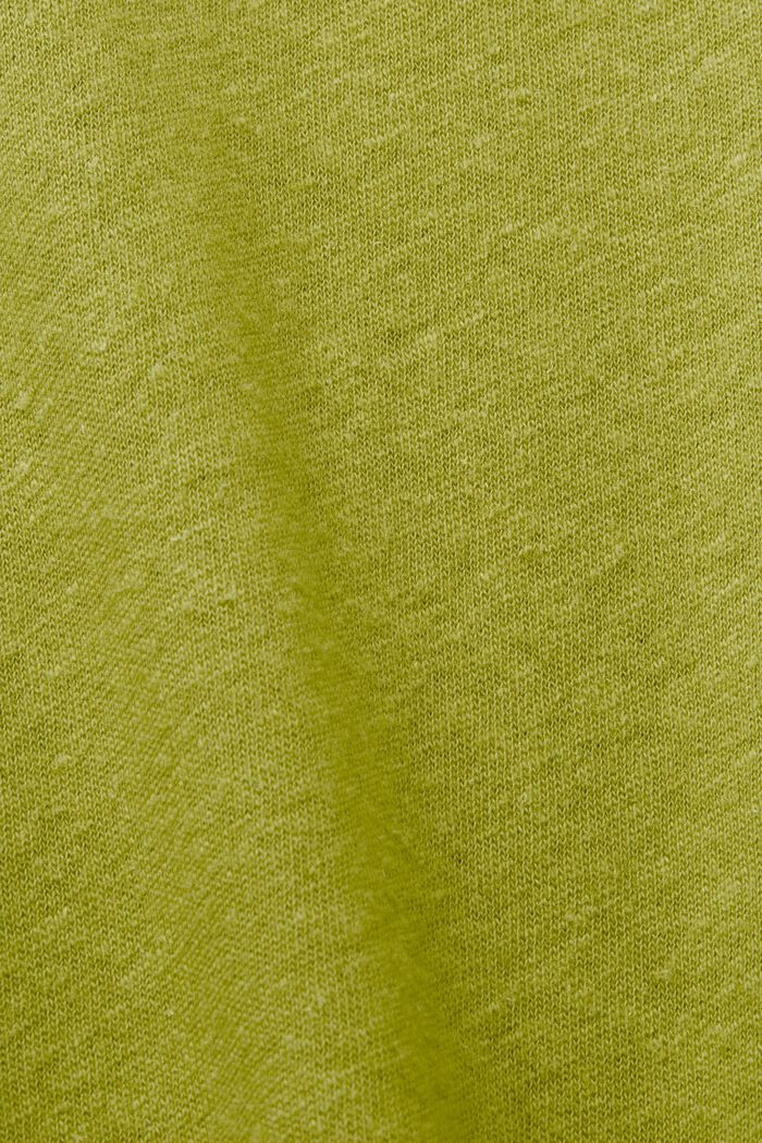 T-shirt with rolled hems, cotton-linen blend, PISTACHIO GREEN, detail image number 4